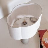 Stoneware lamp and ecru linen lampshade