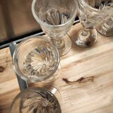 12 small twisted bistro glasses, 19th century