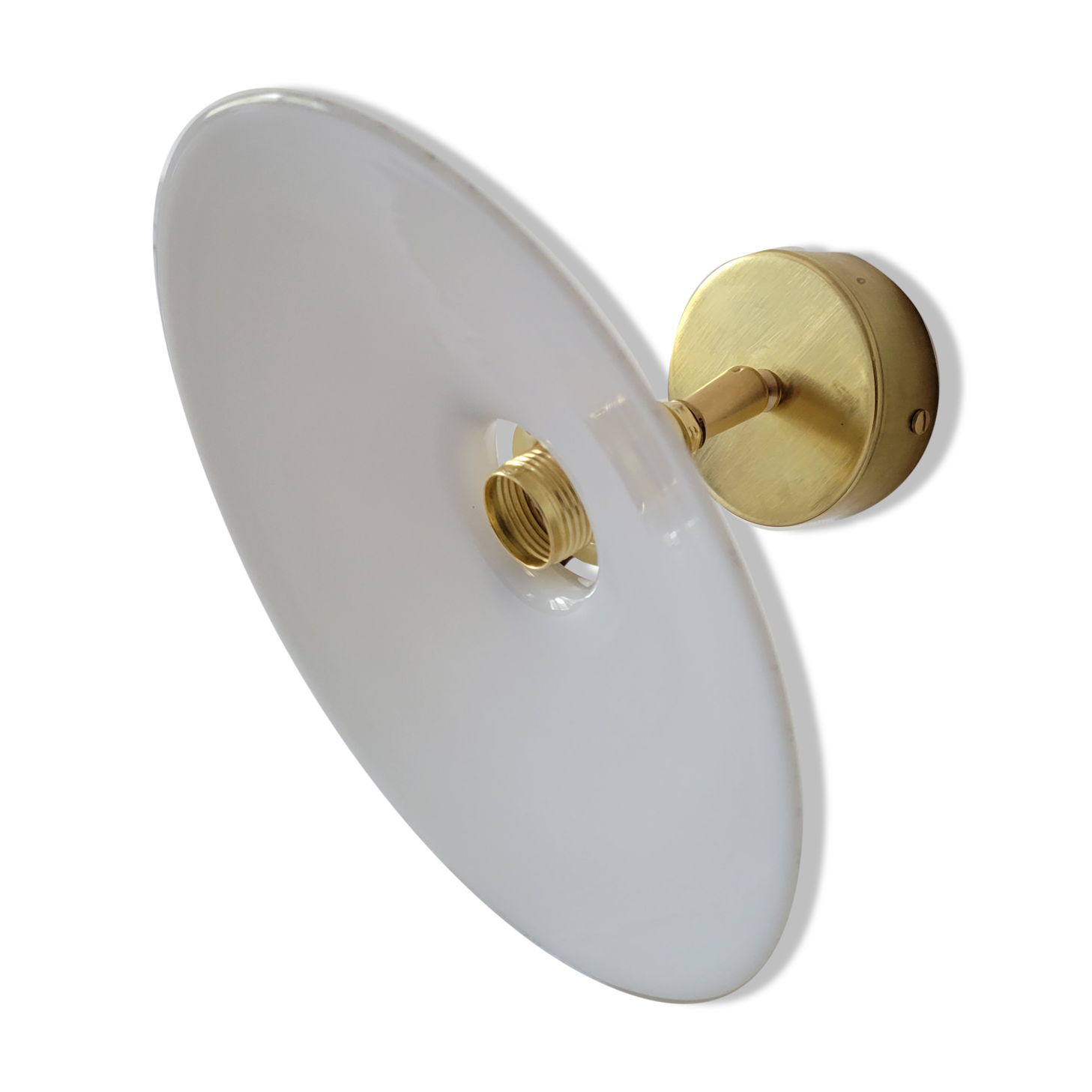 Brass and opaline wall lamp
