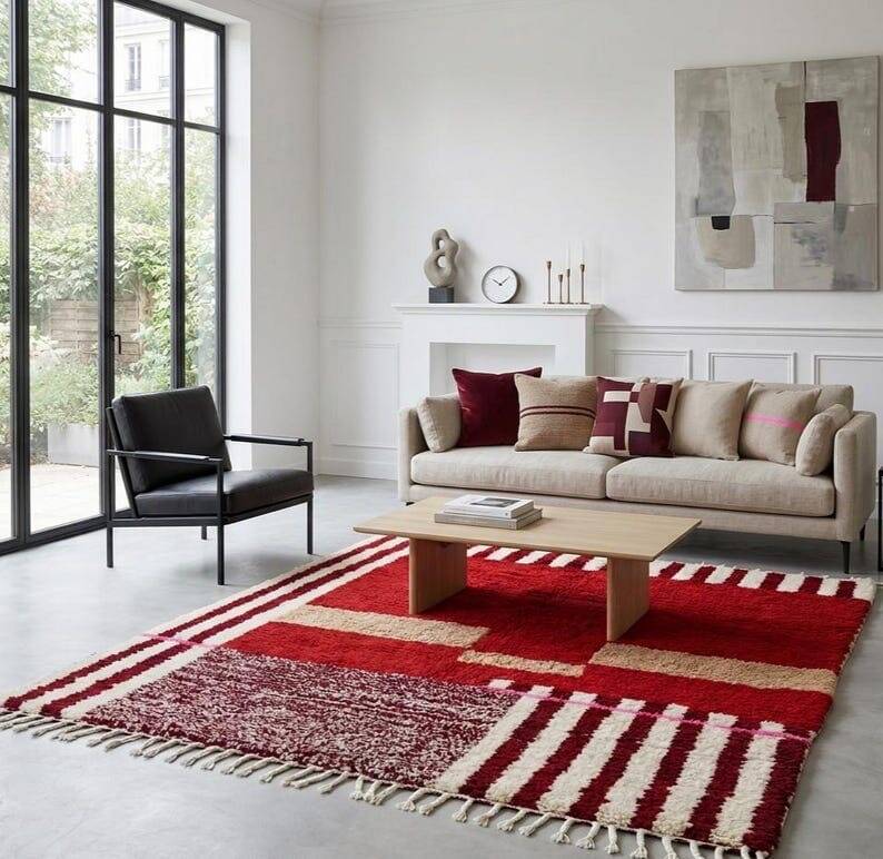 Pure wool rug, handwoven in traditional craftsmanship, size 150/250 cm.