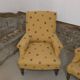 Pair of light mustard yellow English armchairs
