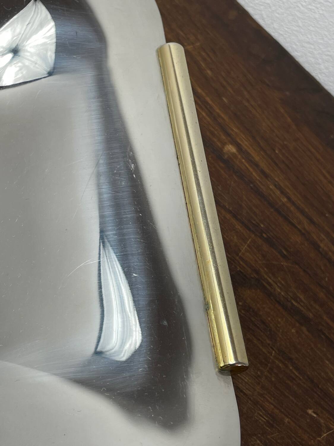 Silver and gold metal serving tray