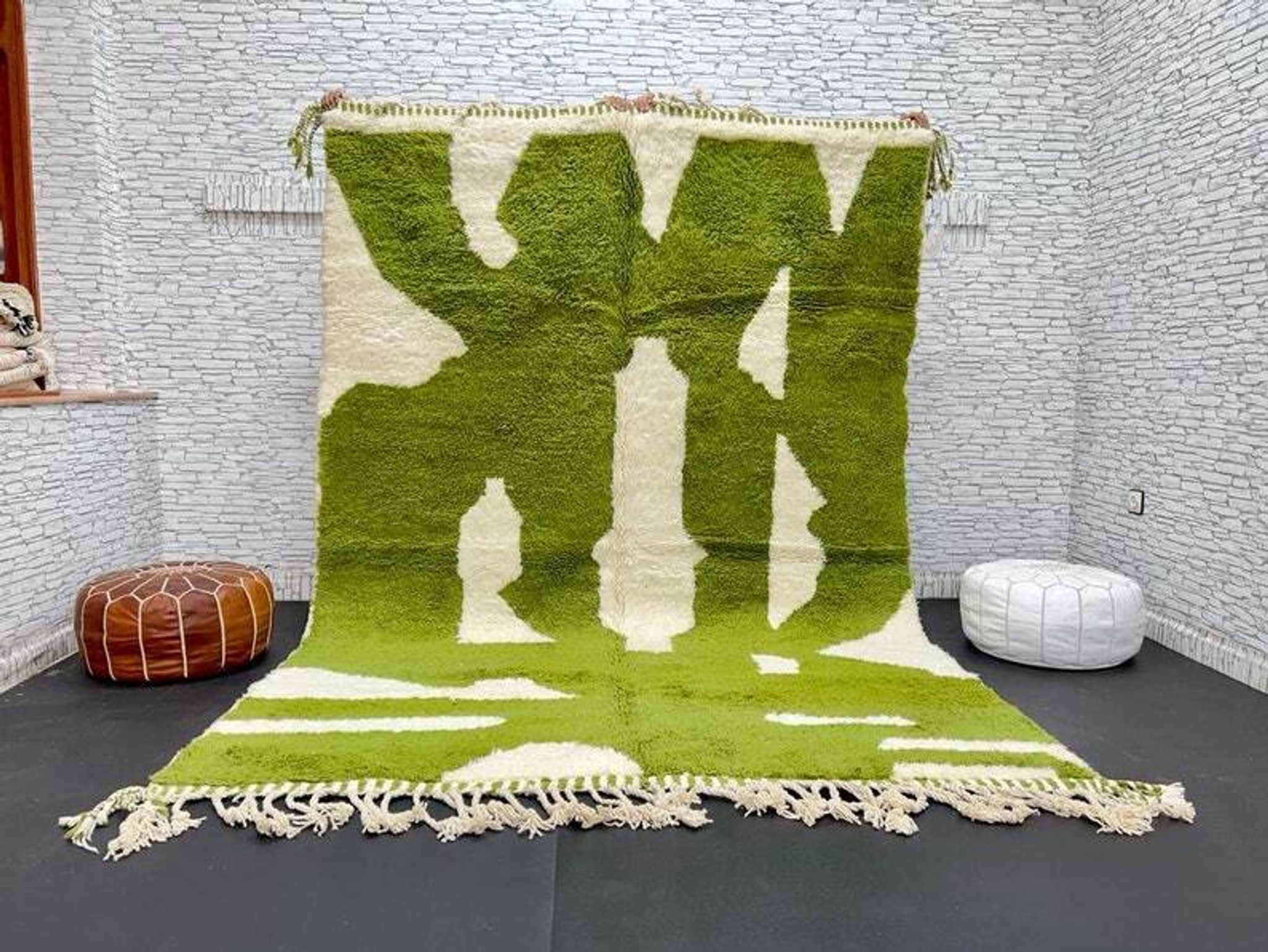 Green Moroccan Rug - Handmade Berber Wool Rug, 150/250CM