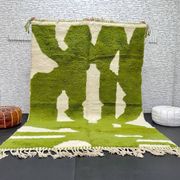 Green Moroccan Rug - Handmade Berber Wool Rug, 150/250CM