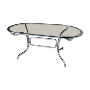 Table chrome et verre - 1970