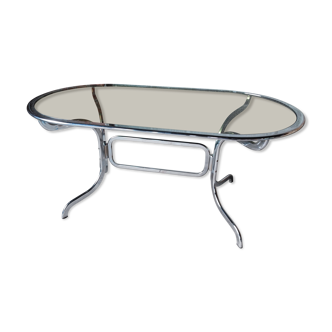 Table chrome et verre 1970