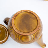 Striped stoneware teapot