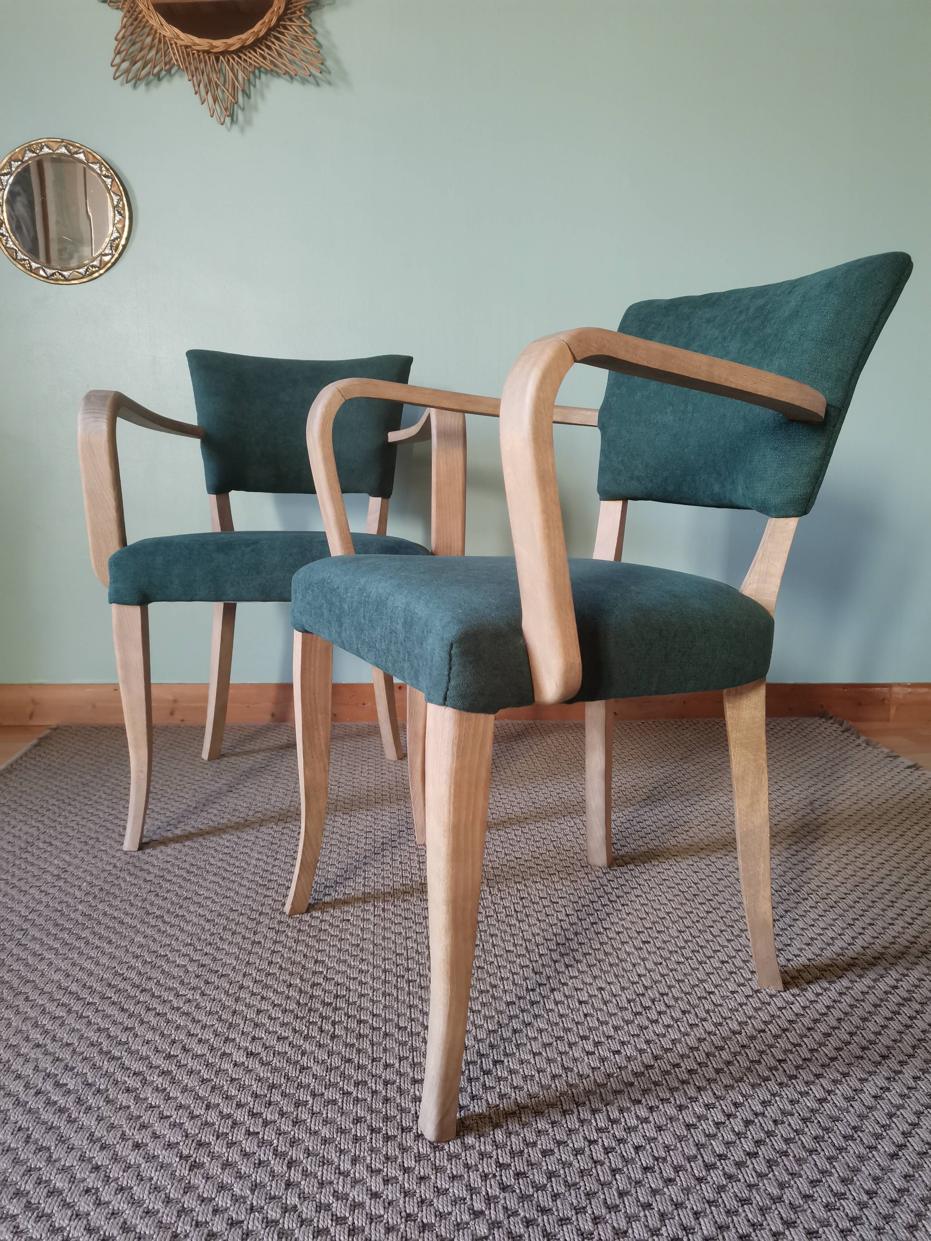 Green Art Deco bridge armchairs