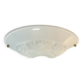 Old half moon wall lamp in white glass vintage lighting