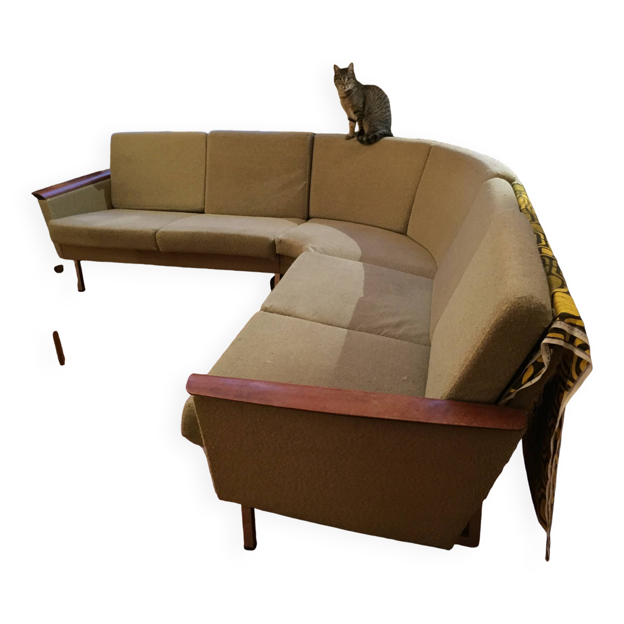 1950s almond green corner sofa