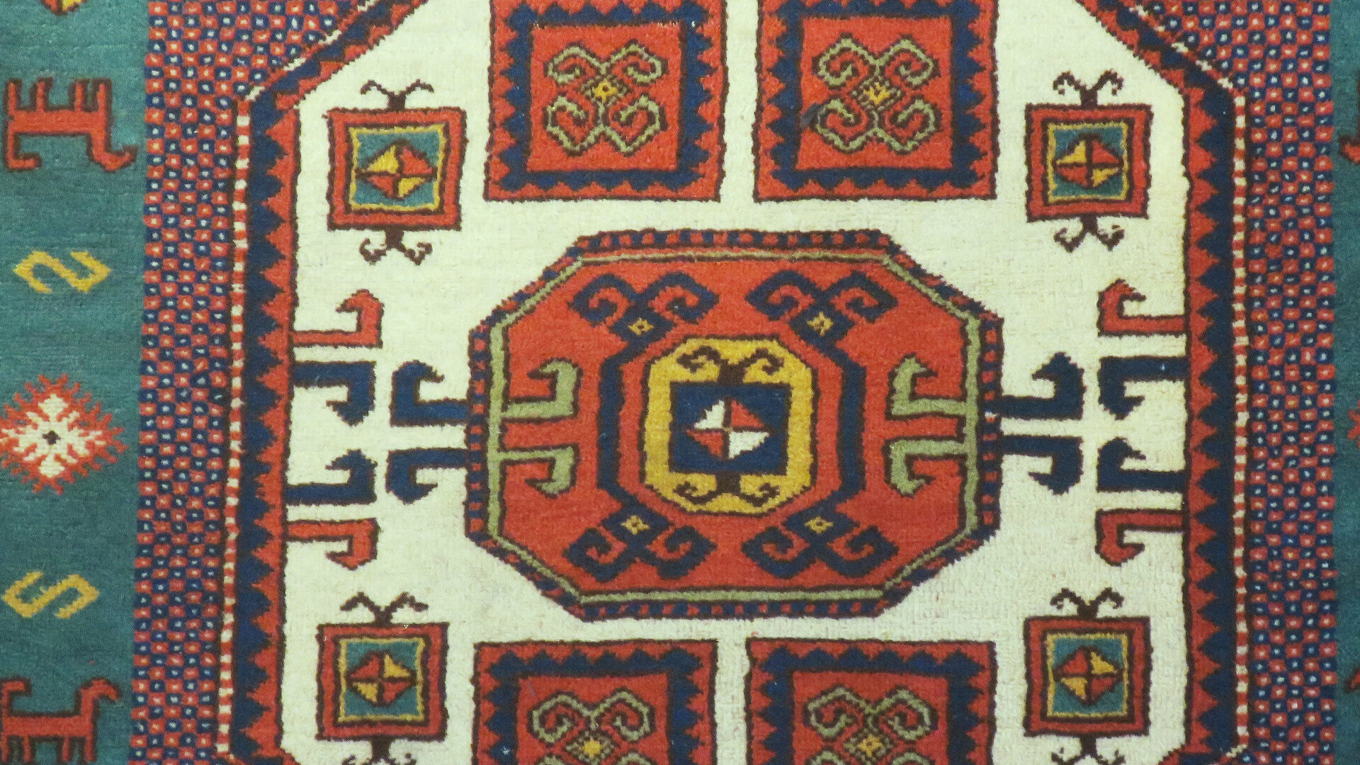 Antique Kazak Karachopf rug with geometrical design, 1920-1930