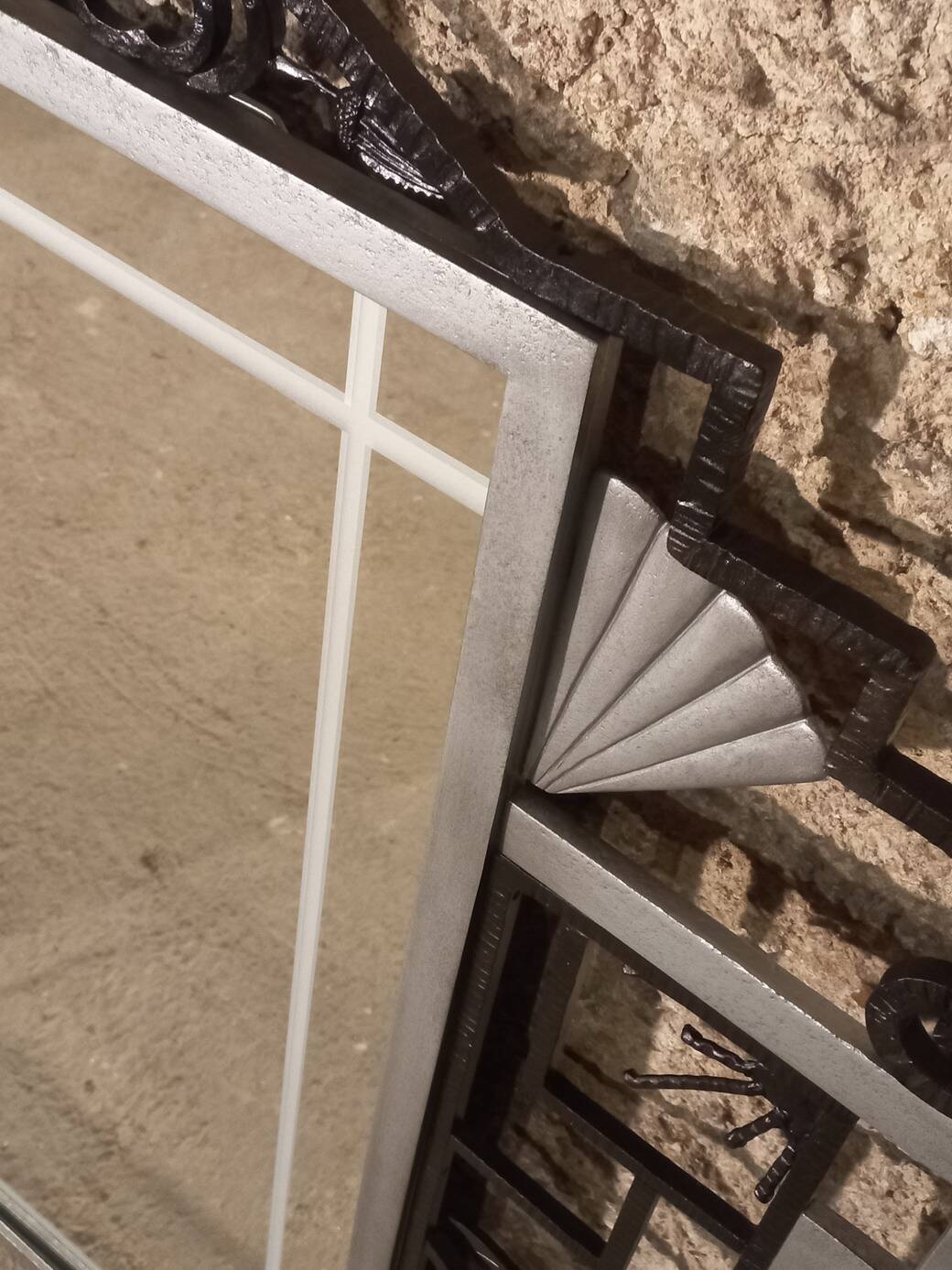 Art Deco trumeau mirror in steel