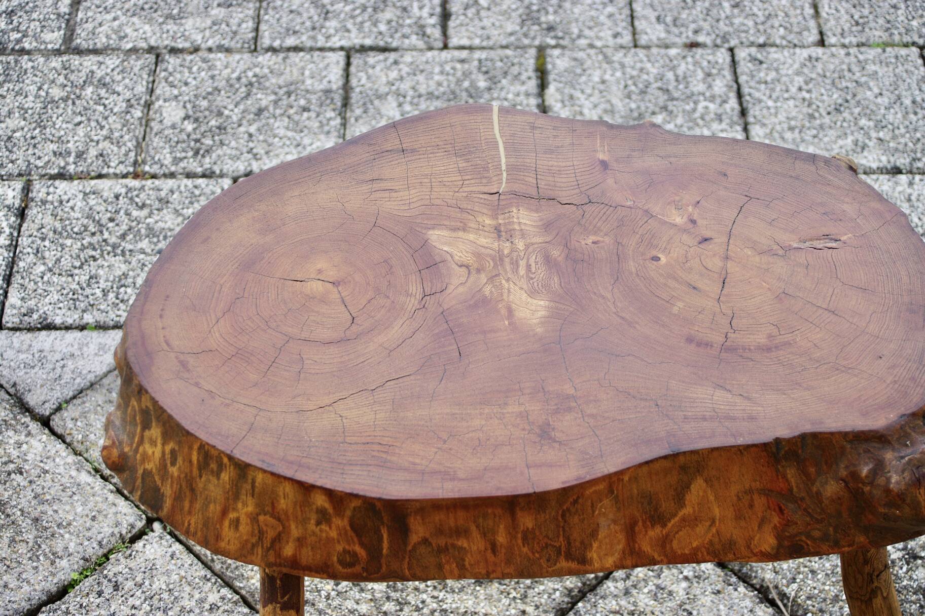 Vintage brutalist side table in solid wood 1960