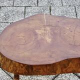 Vintage brutalist side table in solid wood 1960