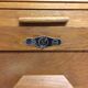 Old curtain oak wheeled box 1950
