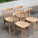 4 stripped bistro chairs in bent wood signed Fischel 1920
