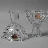 Paire de bougeoirs réversibles en cristal Bohemia, Tchécoslovaquie