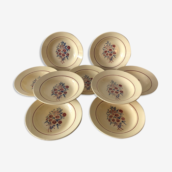 8 vintage hollow plates, Badonviller, Francine model