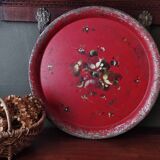 Very large Napoleon III painted tin tray