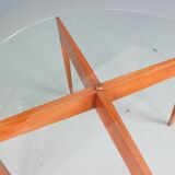 Gio Ponti Coffee Table for Isa Bergamo in oak with Round Cristal Top, 1957