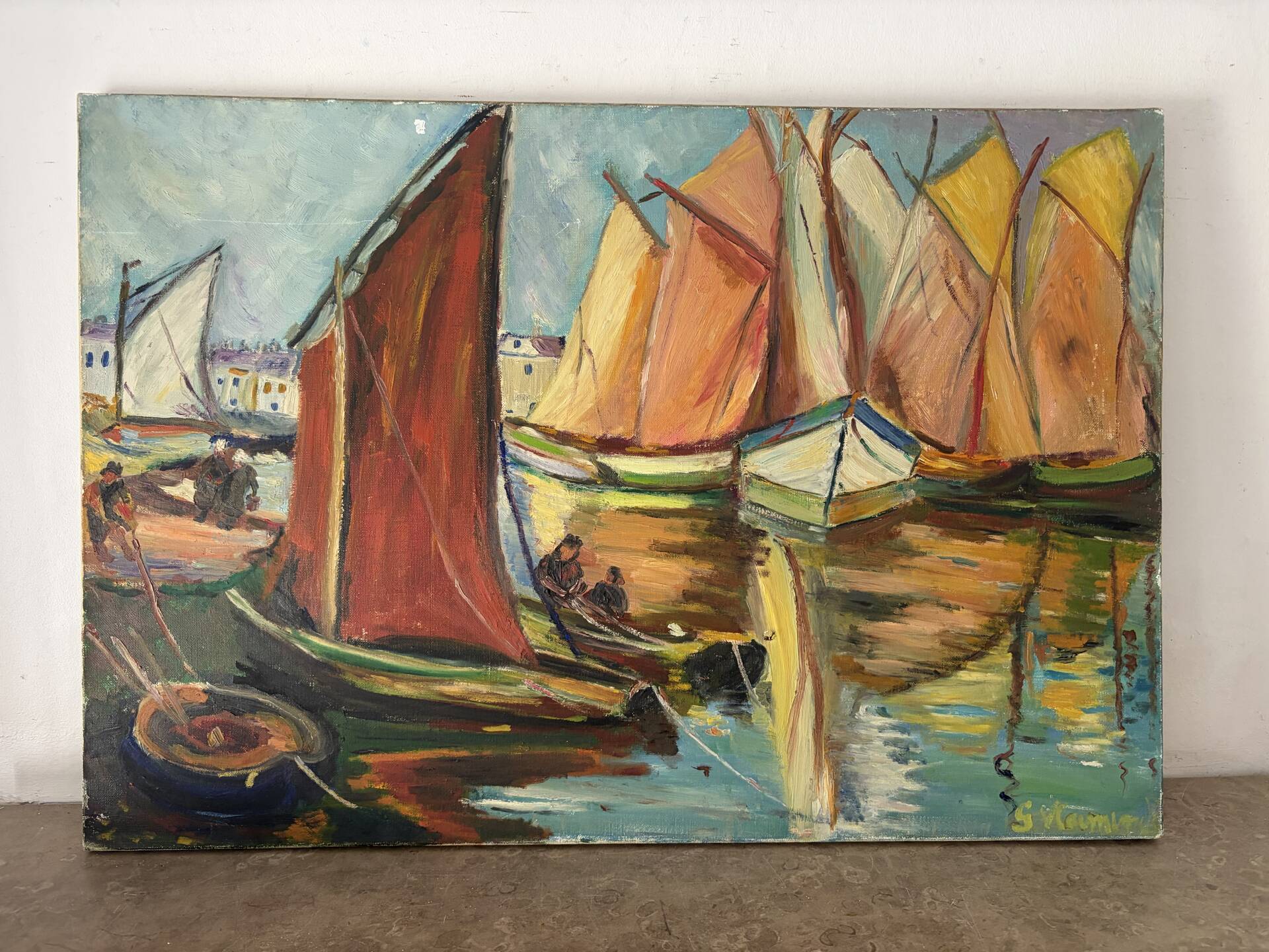 Marine - sailing boats, oil on canvas signed