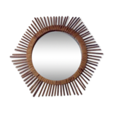 Vintage rattan sun mirror 60s