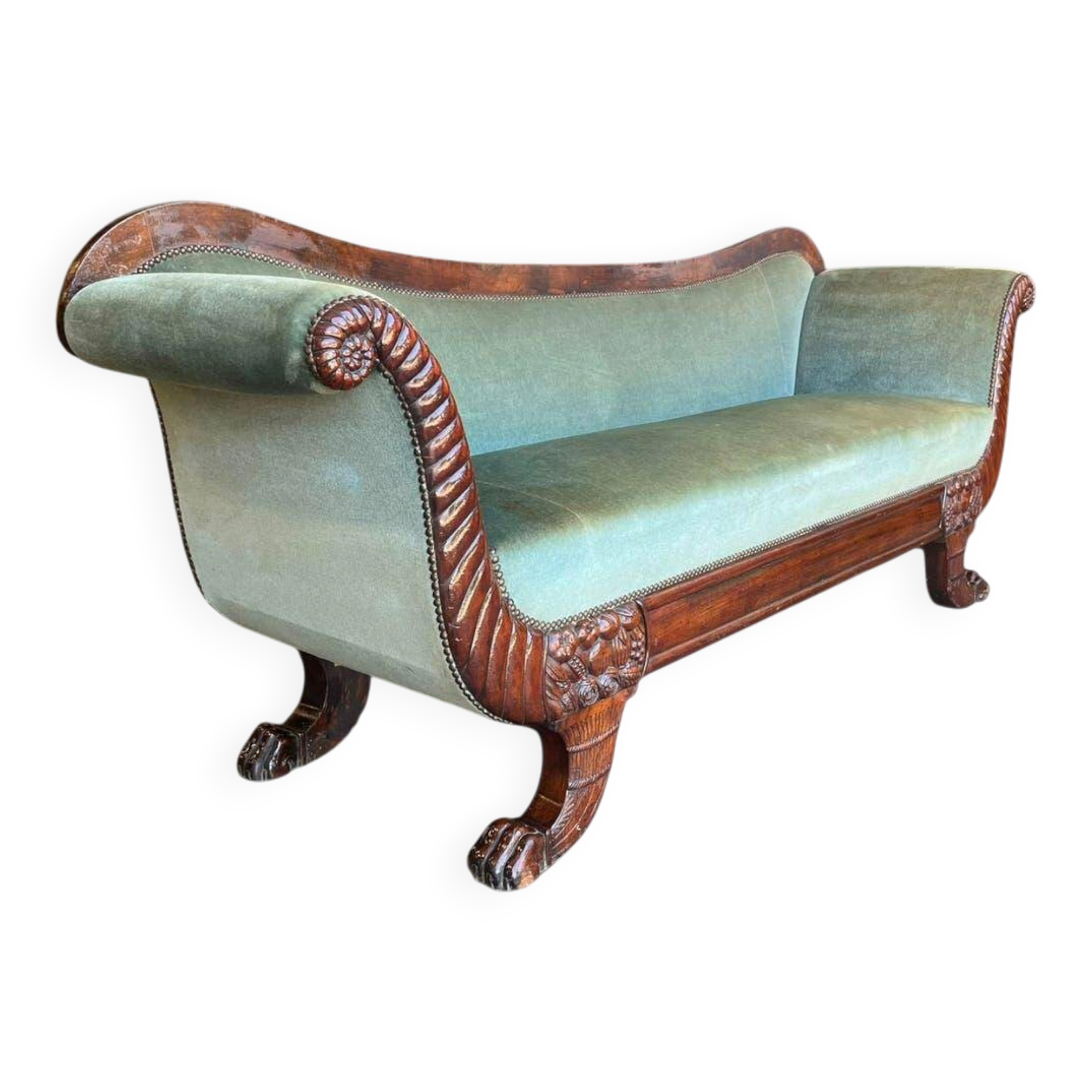 Fauteuil baroque vintage vert d'eau / Biedermeier / canapé
