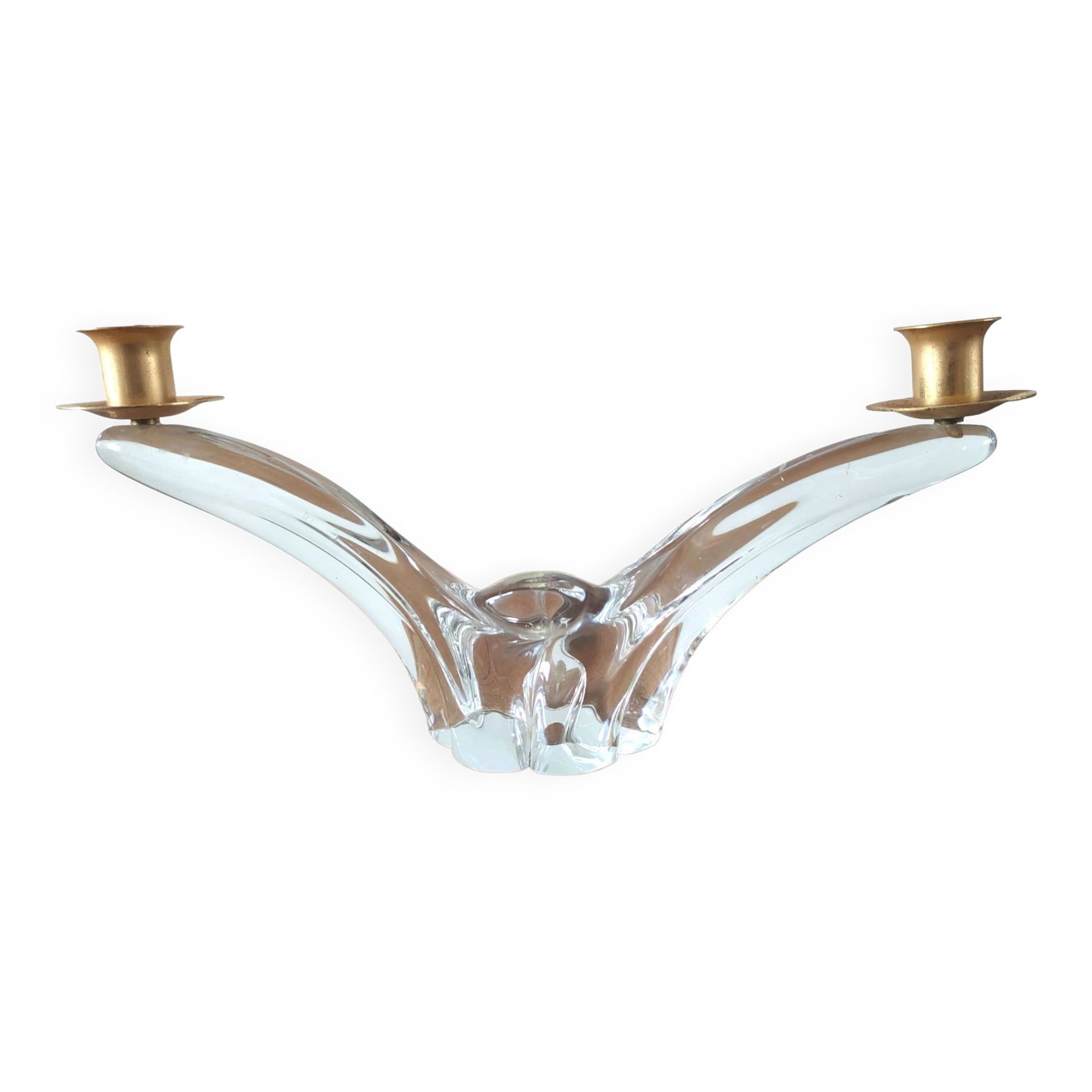 Double crystal candle holder Val Saint Lambert Rio creation 1950s