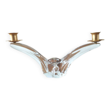 Double crystal candle holder Val Saint Lambert Rio creation 1950s