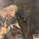 Old painting, portrait of a man with a pipe, signed and dated 57