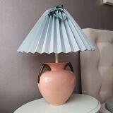 Ceramic lamp with 80s fabric lampshade