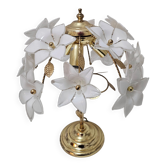 Lampe de table florale en verre Murano style Hollywood Regency années 1970