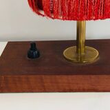 Lamp in wood, brass and wool