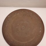 Plat en grès pyrité signé vintage 1970