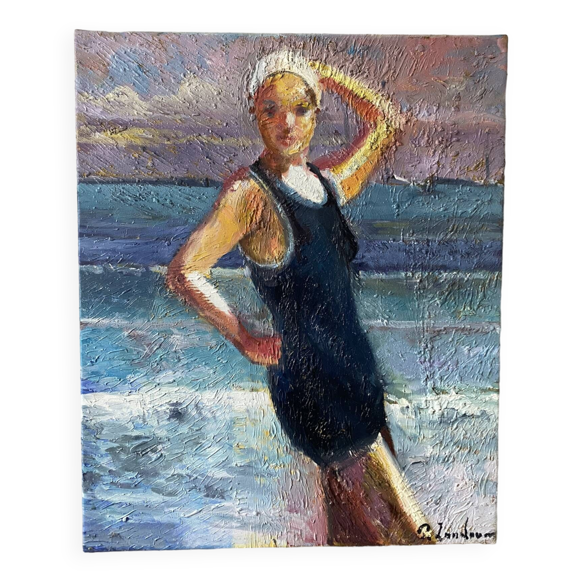 Portrait of a bather signed Patrice Landauer
