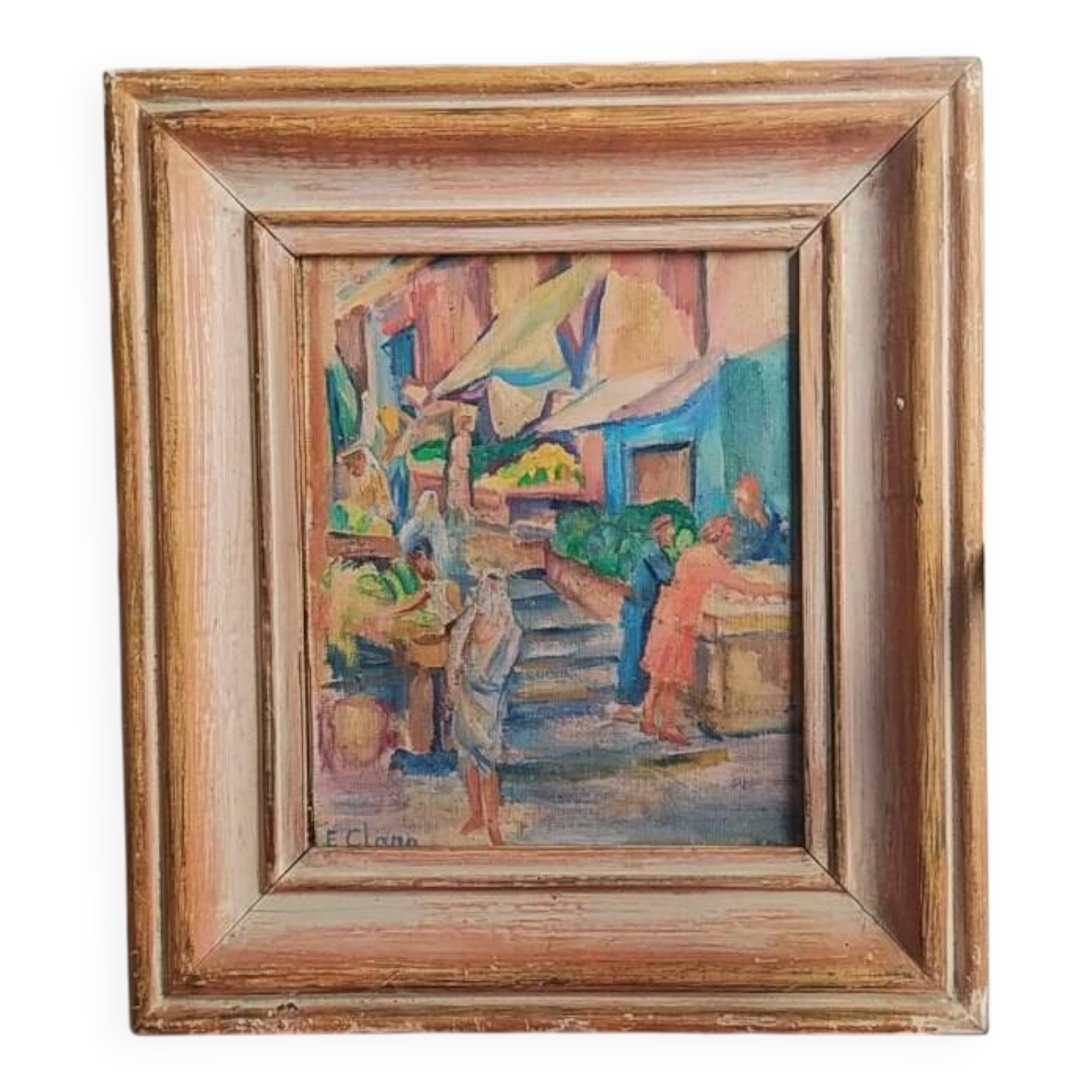 Orientalist painting – View of Algiers – oil on canvas mounted on panel