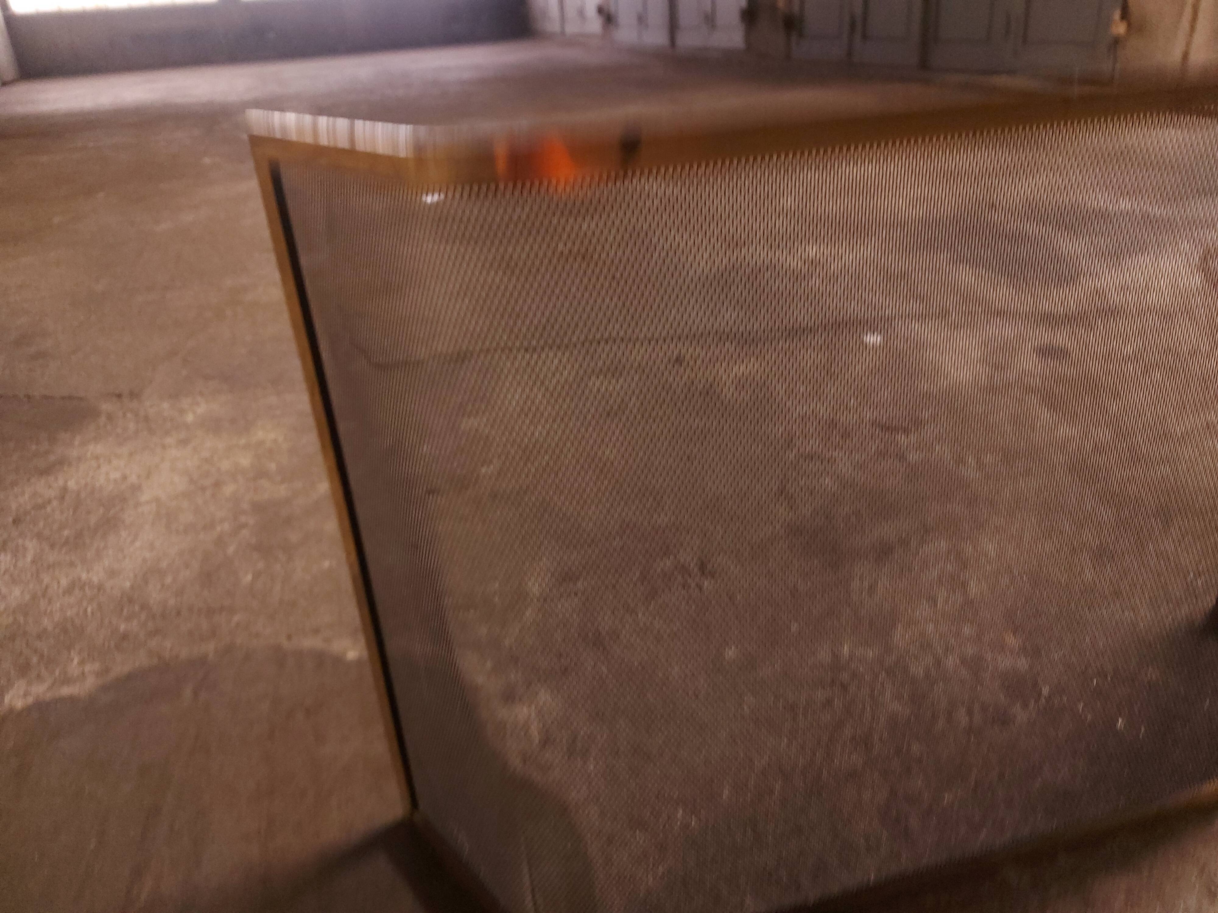 Chimney fire screen, vintage brass