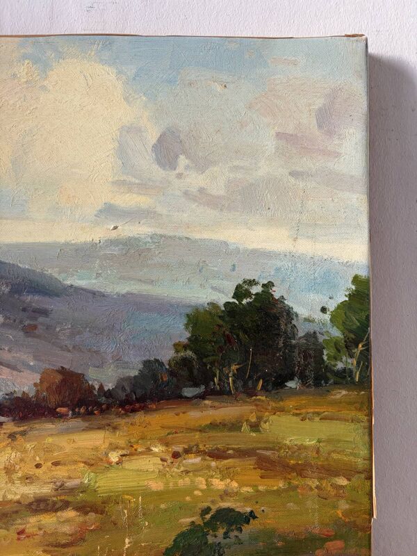 Paysage - vue sur les collines, huile sur toile signée