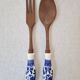 Set of 2 wooden and Japanese porcelain cutlery - Vintage