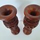 Candlestick / Vase in carved exotic wood