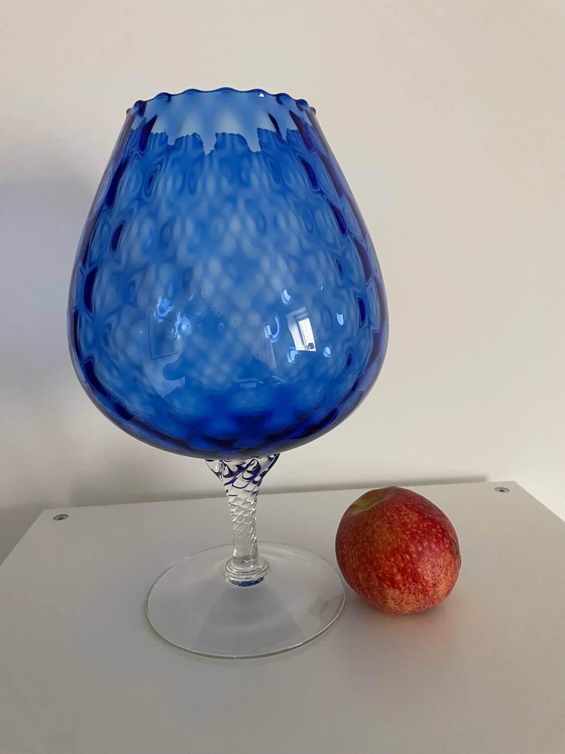 Large cobalt blue blown glass - Art piece.