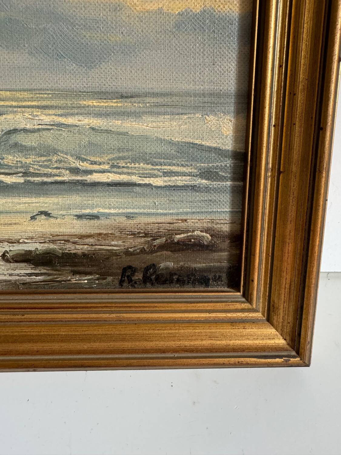Oil painting on canvas Marine gold frame