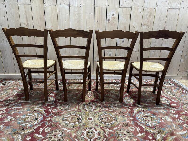 Série de 4 chaises paillées