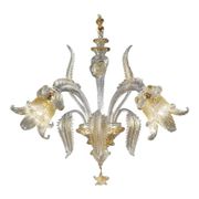 Luxury Italian Clear and Gold-Leaf Wall Sconce R With Flowers and Leaves Mu
