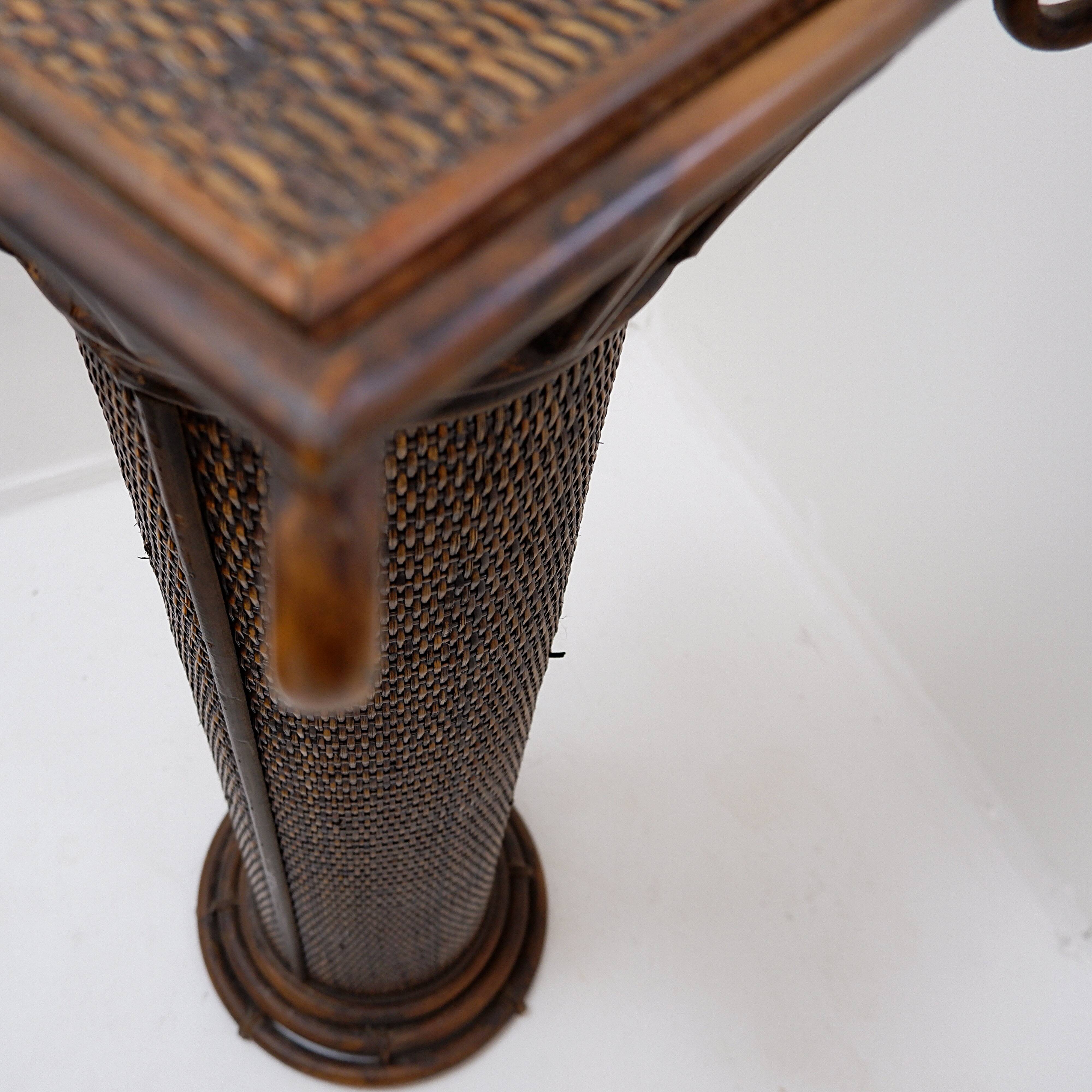 Vintage wicker and bamboo pedestal column