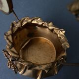 Golden metal basket Napoleon III 19th century foliage decoration religious medallion