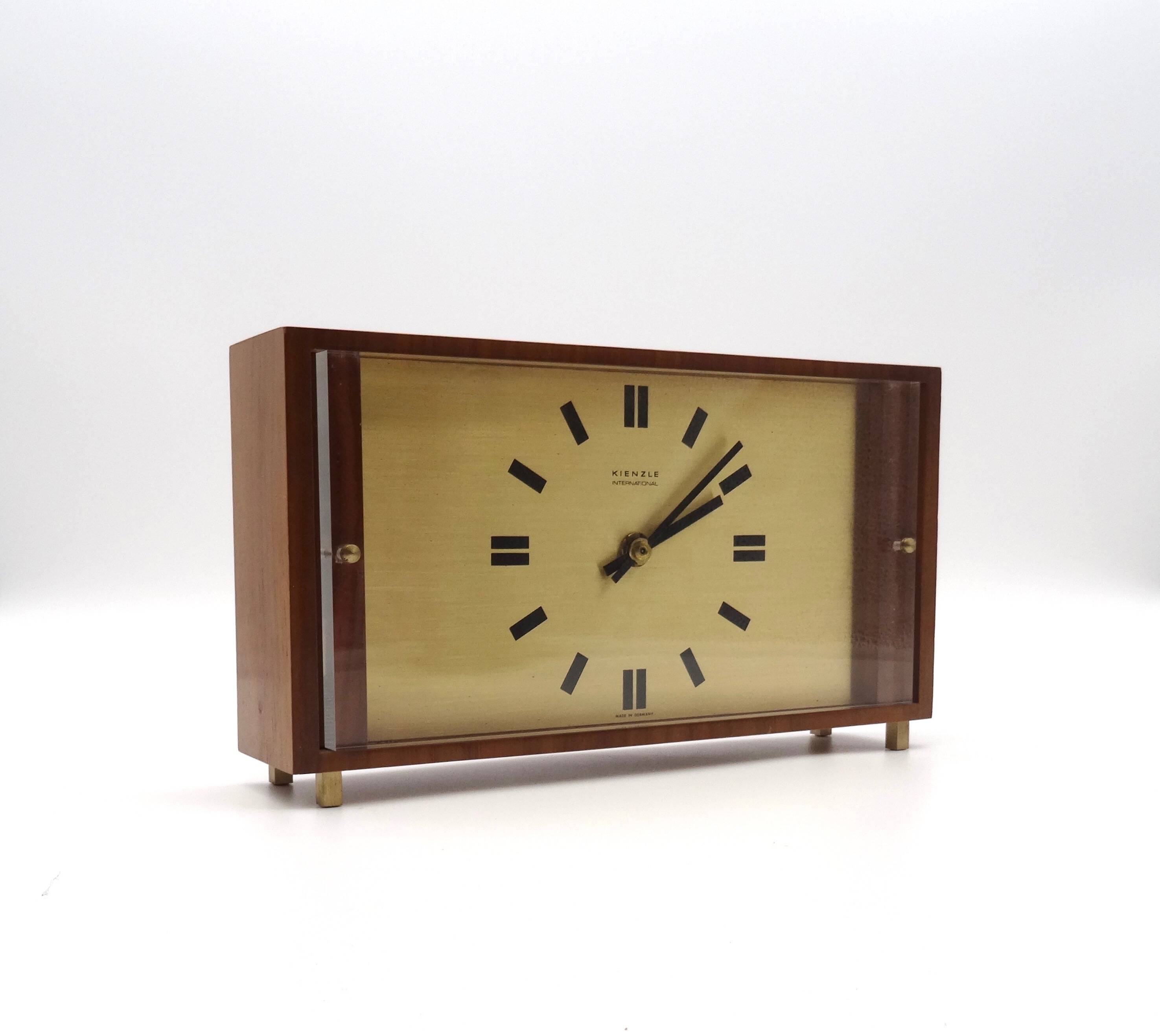 Mid Century Teak Desk Clock by Kienzle International