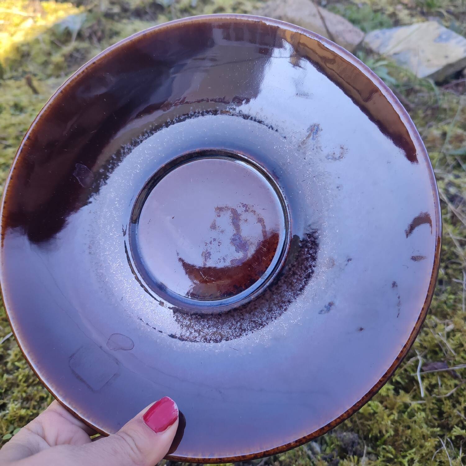 Vintage ceramic plate from Art Grès de l'Arnon France