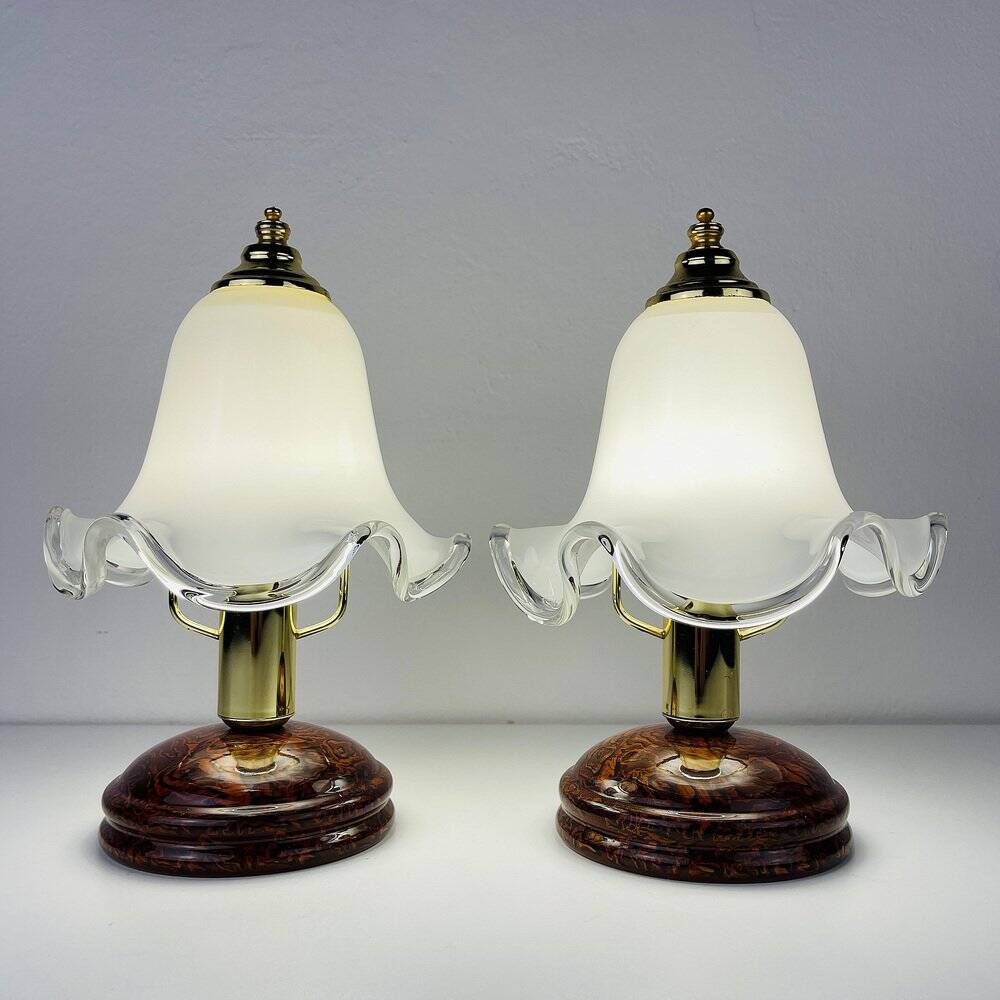 Vintage Italian table lamps in Murano glass, 1980s, set of 2.