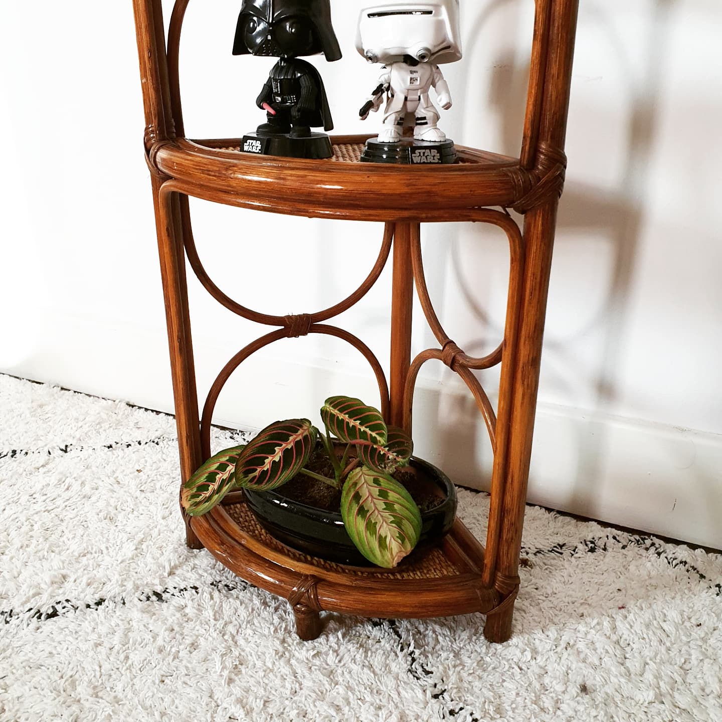 Vintage bamboo and rattan corner floor